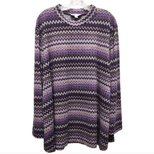 SOUTHERN LADY Purple and Black Zigzag Pullover Sweater Size 2X